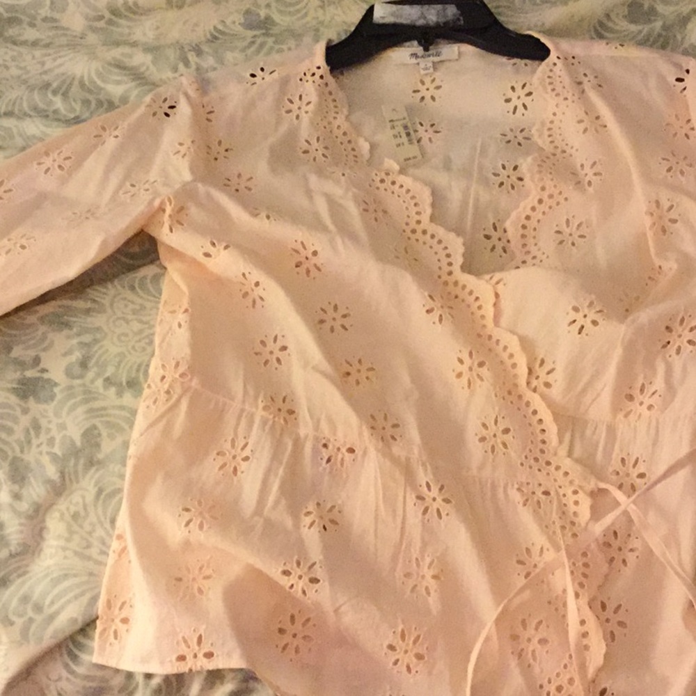 Madewell eyelet wrap shirt